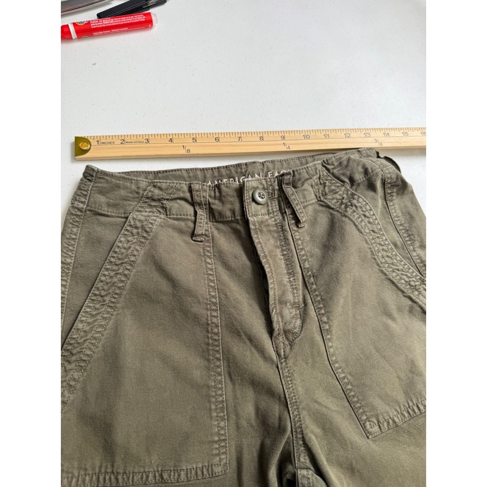 American Eagle Olive Green Utility Pants Mid-Rise Straight Leg Size 4 X-Long - Picture 8 of 12